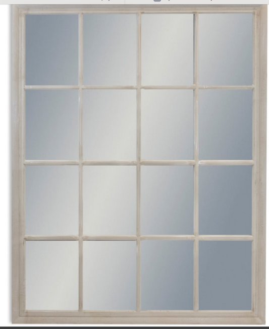 LARGE FRENCH GREY RECTANGULAR WINDOW MIRROR