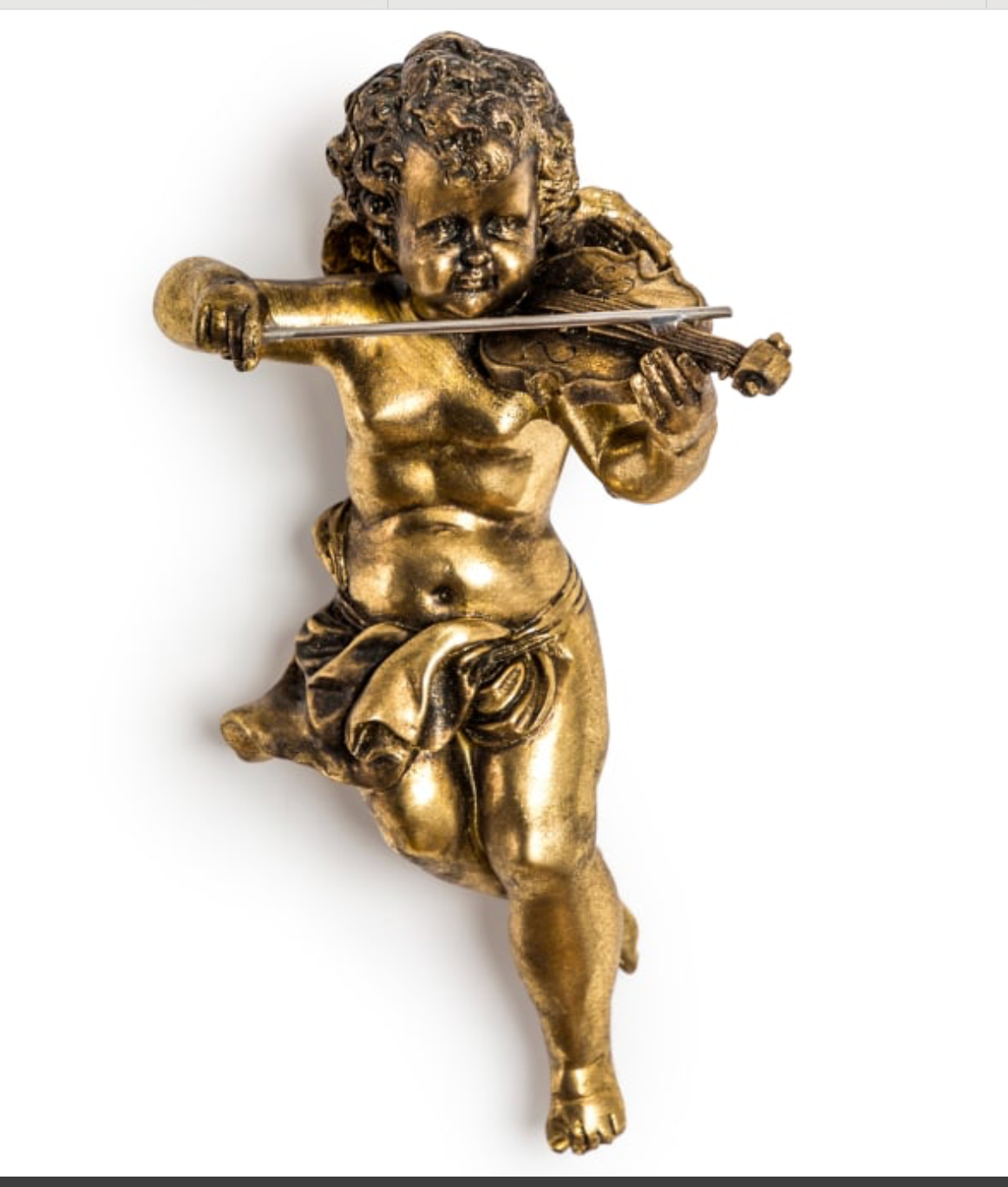 GOLD CHERUB VIOLIN WALL FIGURE