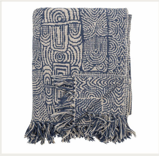 Bresso Throw, Blue, Recycled Cotton