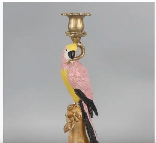 Antiqued Ornate Parrot Candle Holder