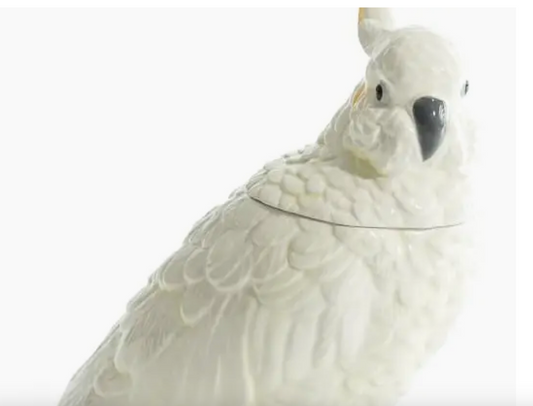 White Ceramic Parrot Storage Jar/Vase