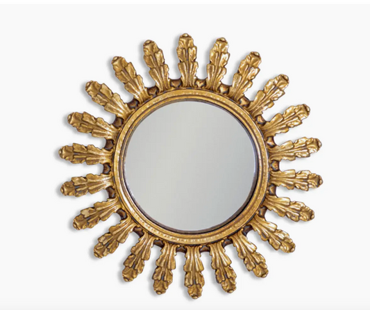 Small Antiqued Gold Ornate Framed Convex Mirror