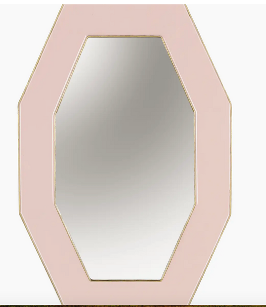 Framed Octagonal Wall Mirror Pink