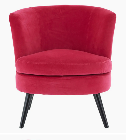 Round Plush Pink Cotton Velvet Armchair