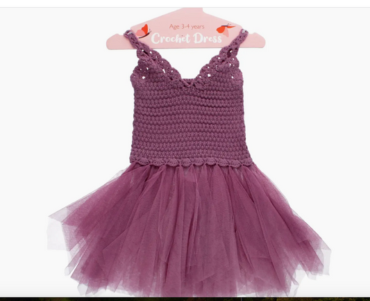 Crochet Dress (3-4 Years) - Damson Purple