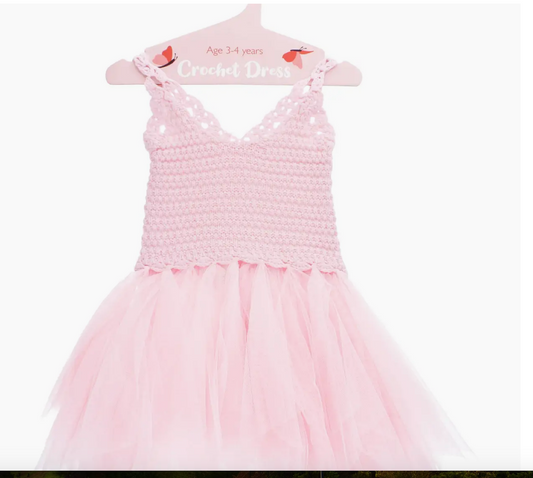 Crochet Dress (3-4 Years) - Pale Pink