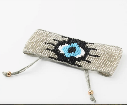 Beaded Silver Eye Bracelet