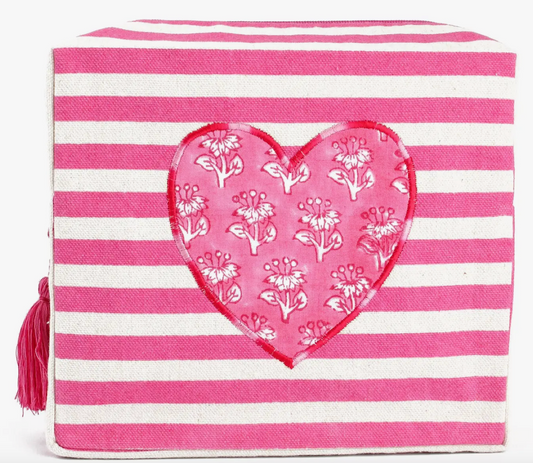 Pink Stripe Heart Washbag