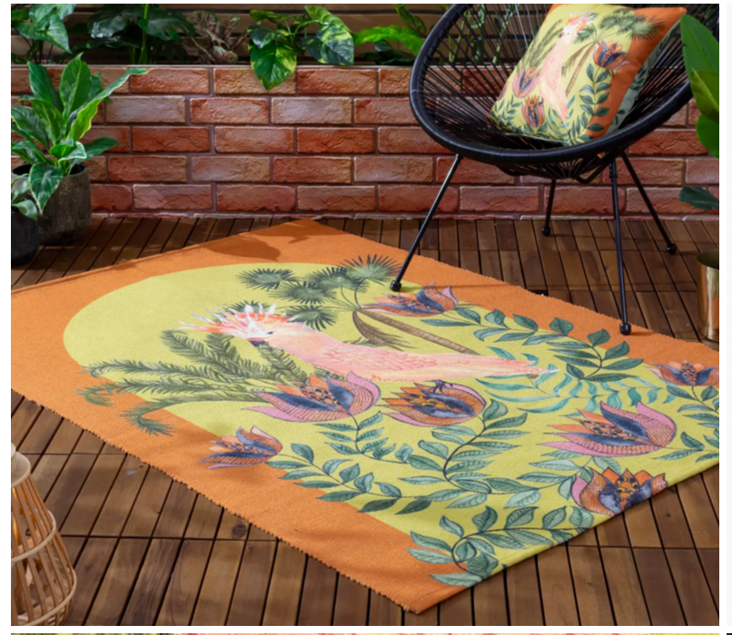 Cockatoo Indoor/Outdoor Washable Rug Orange