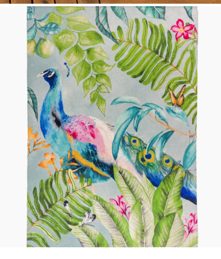 Peacock 120x170cm Indoor/Outdoor Washable Rug True Blue