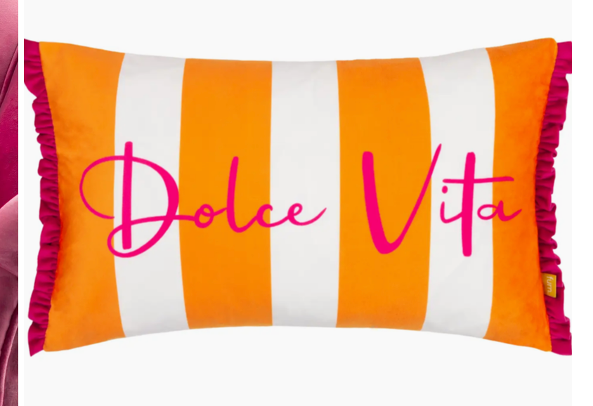 Dolcevita Striped Velvet Cushion Orange/Pink