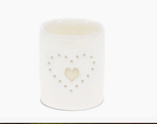 Glossy Ceramic Tealight Holder - Heart