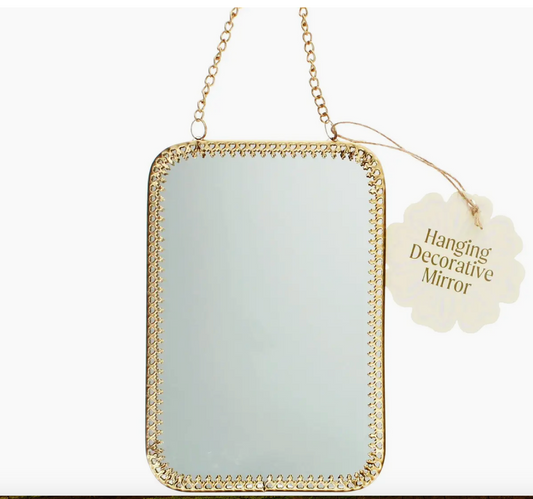 Rectangular Hanging Mirror (15.5cm X 10.5cm) - Gold Tone