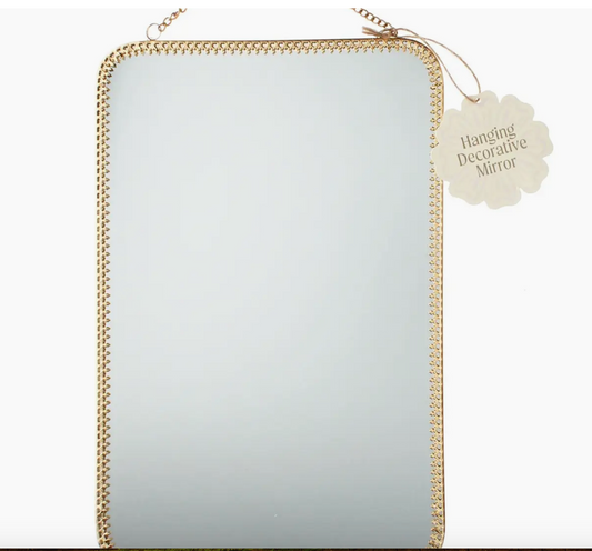 Rectangular Hanging Mirror (29cm X 19cm) - Gold Tone