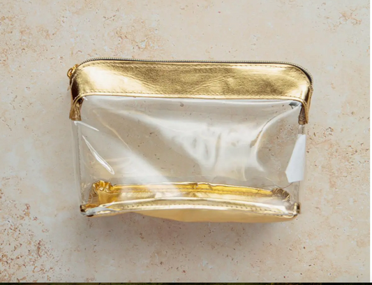 Metallic Gold & Clear Cosmetic Bag