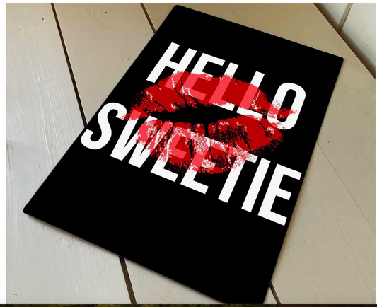 Hello Sweetie Kiss - Metal Typography Wall Sig