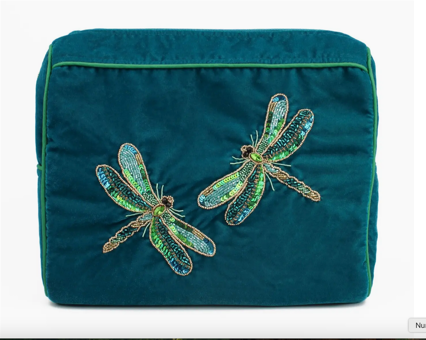 Beaded Blue Dragonfly Large Pouch