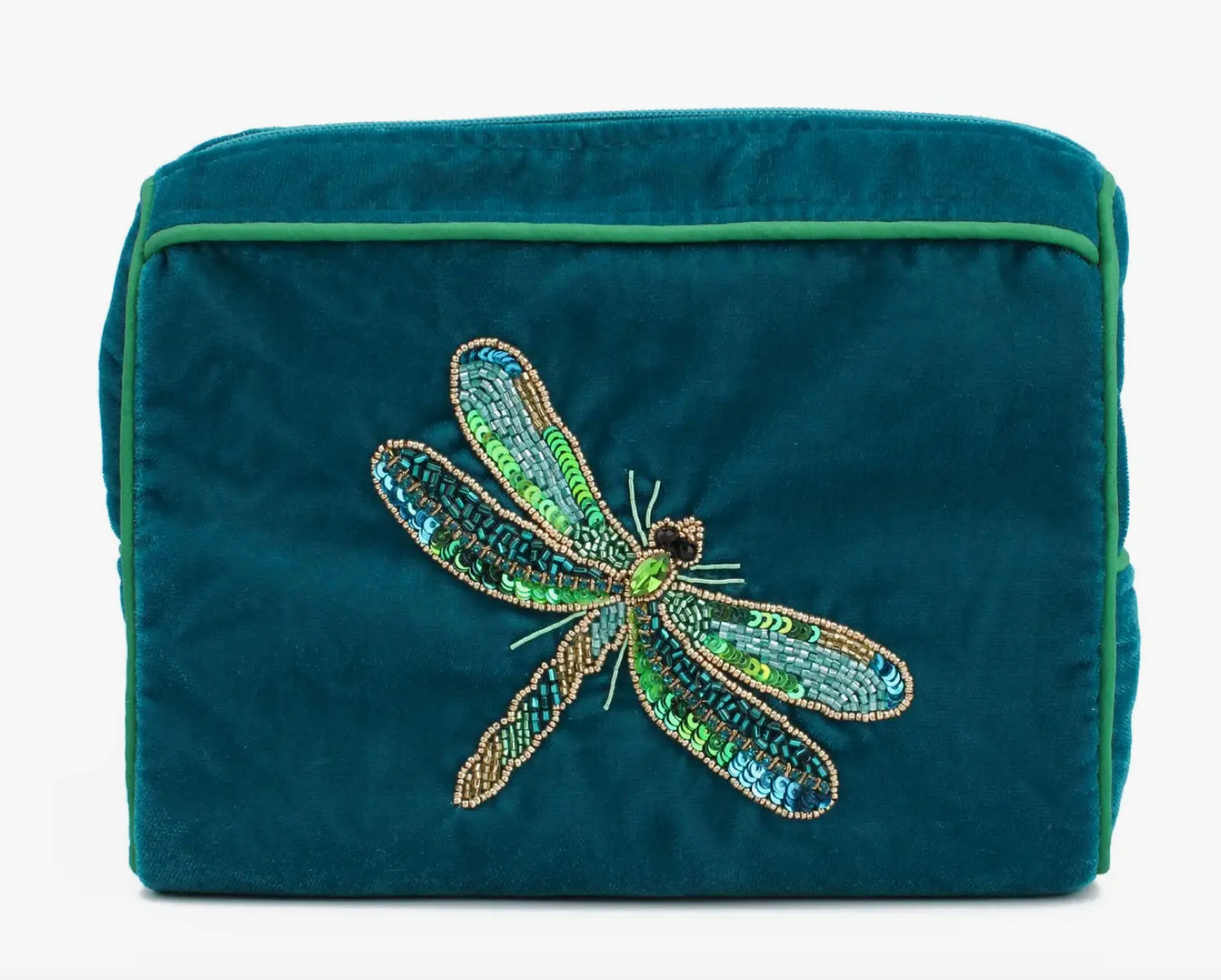 Beaded Blue Dragonfly Medium Pouch