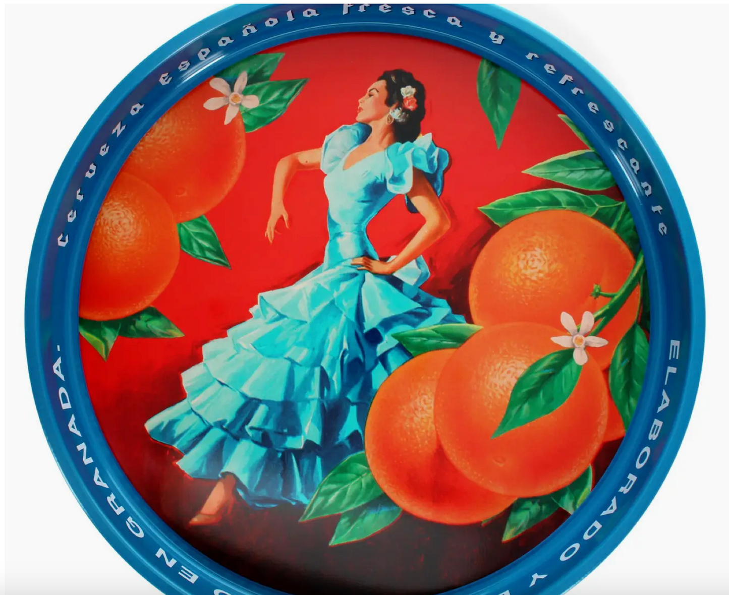 Round Metal Serving Tray - Cerveza Españo