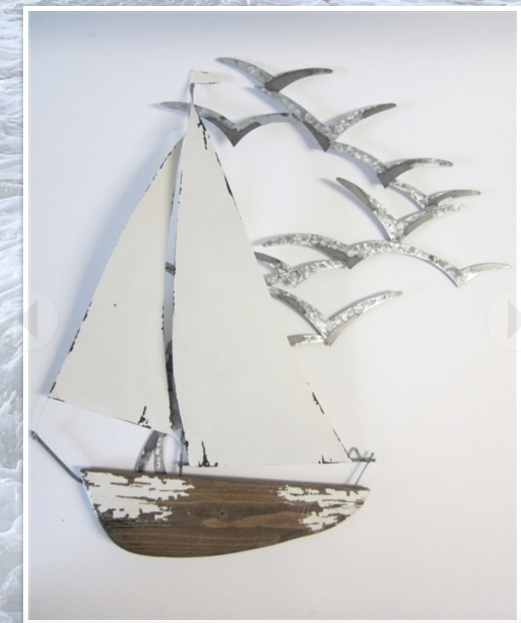 White wall yacht and seagulls