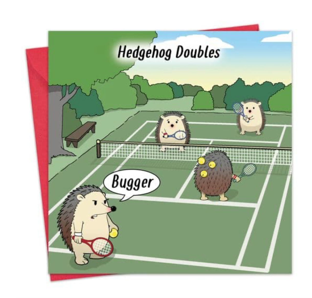 Funny Tennis Card - Hedgehog Doubles Greeting Card