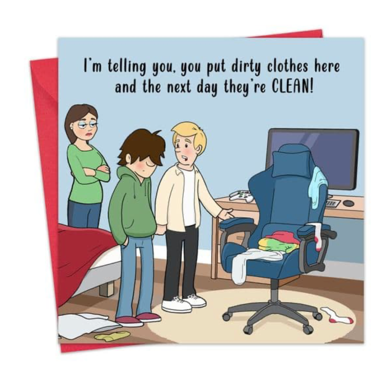 Funny Teenager Card - Laundry Chair Greeting Card