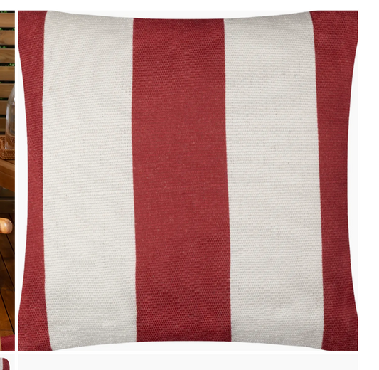 Deck Stripe Woven Outdoor Cushion White/Red