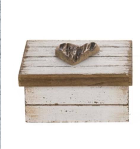Whitewashed box with heart