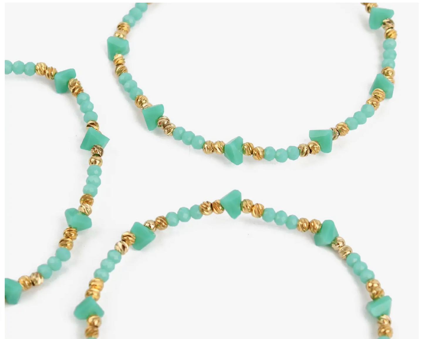 Sea  Green Glass Elastic Bracelet