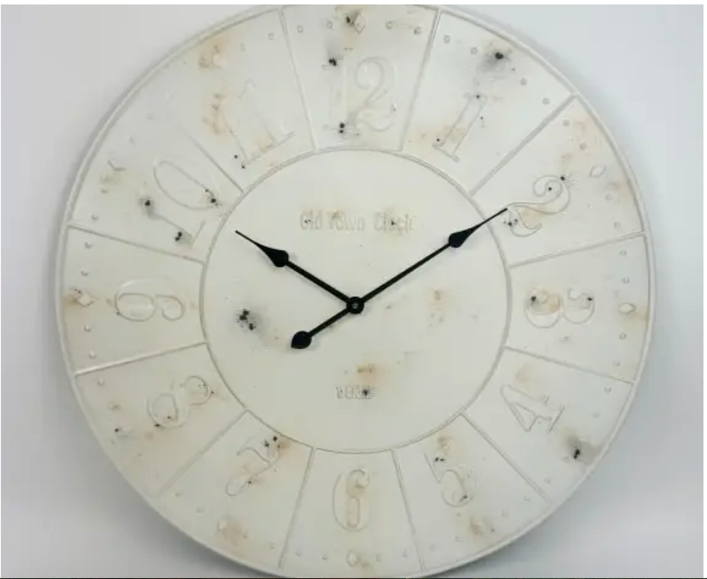 Large Antiqued White Wall Clock
