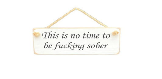 This is no time to be fucking sober Wooden Hanging Wall Art sign