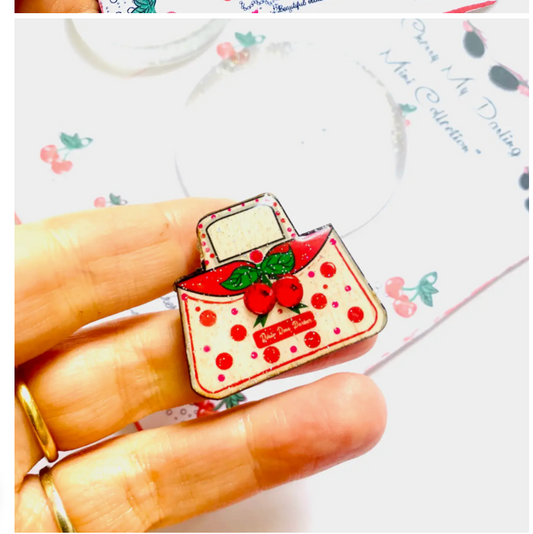 Cherry Handbag Pin Retro 50s Inspired Brooch Vintage