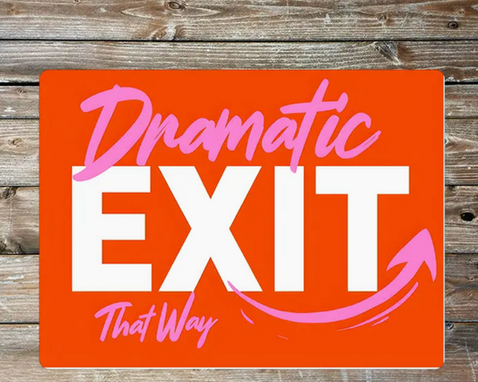 Dramatic Exit Red Arrow Metal Sign Plaque