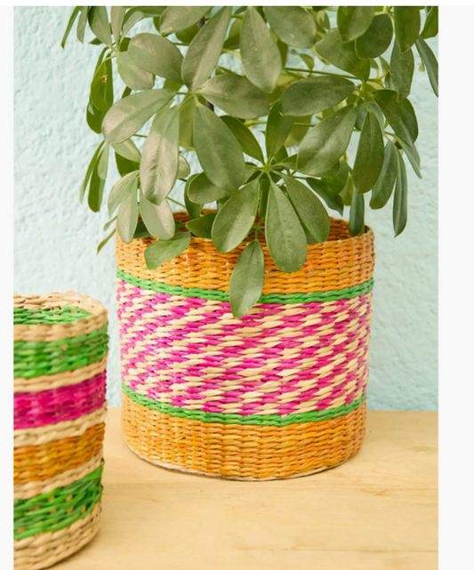 Patterned Seagrass Planter Large