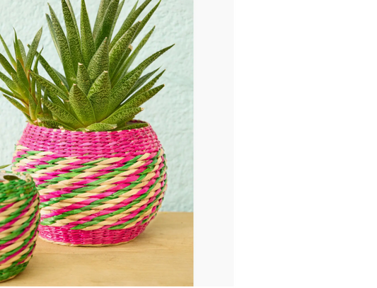 Pink Stripe Seagrass Planter Large