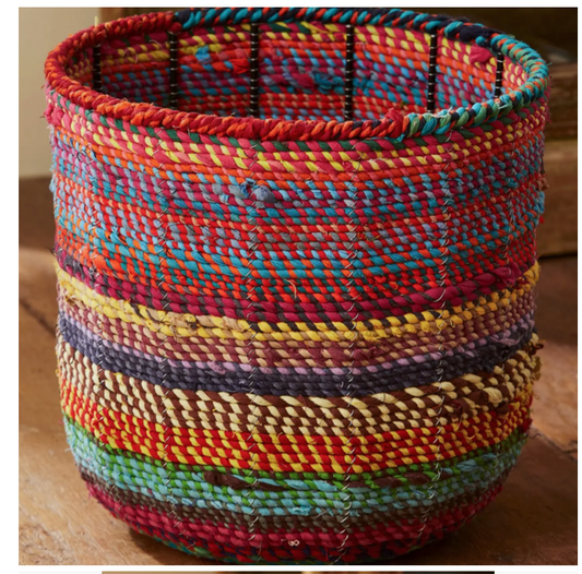 Recycled Fabric Covered Metal Tall Basket