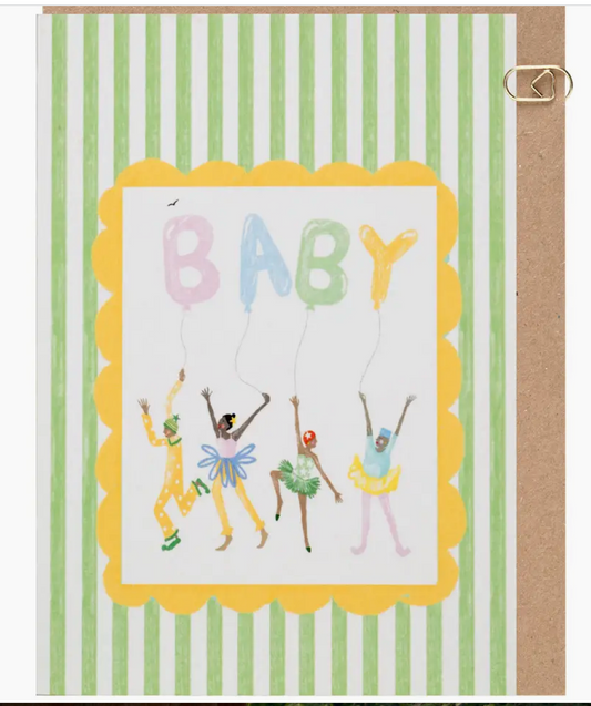 Green Candy Stripe Baby Card