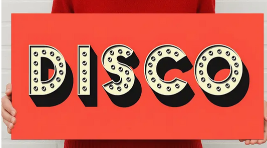 Disco Metal Sign – Retro Light Bulb Style Party Wall Decor