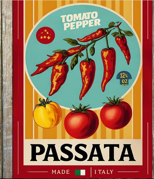 Retro Advertisement Tomatoes & Pepper | Metal Sign Plaque