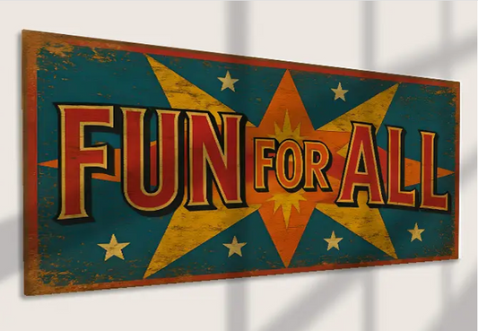 Fun For All Vintage Metal Sign Retro Fairground Style Decor