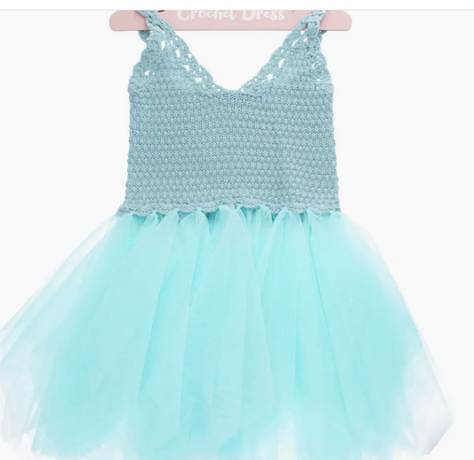 Crochet Dress (5-6 Years) - Aqua Blue