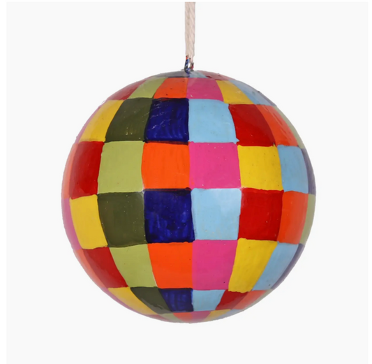 Check Papier-Mâché Bauble 7cm, Multi