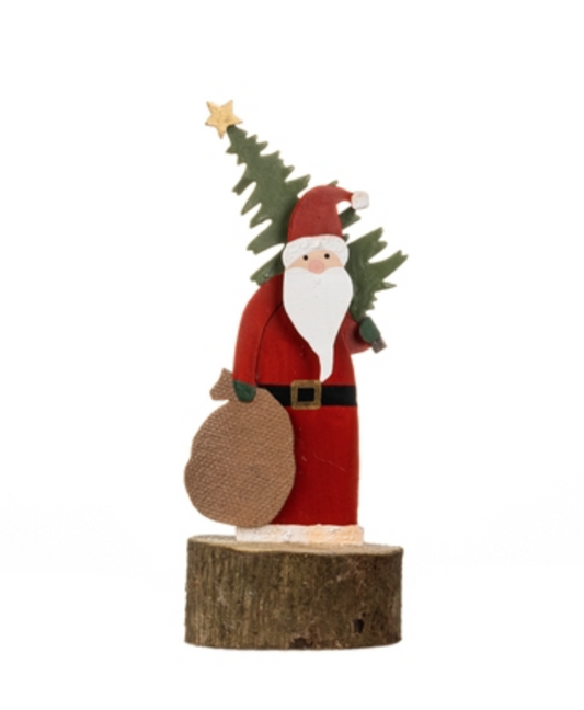 Santa with Tree on Block