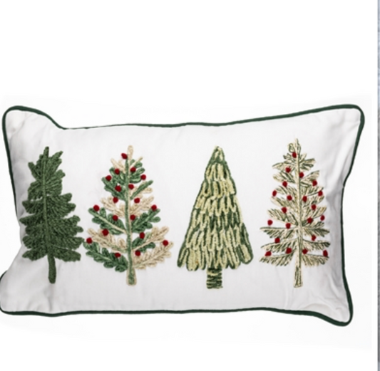 Four Christmas Trees Landscape Cushion