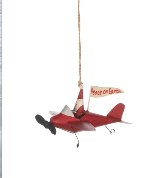 Santa in red airplane