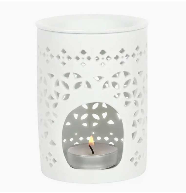 White Matte Cut Out Oil Burner and Wax Warmer