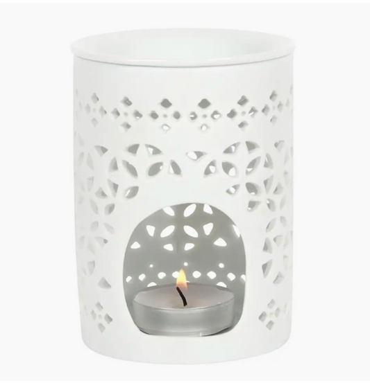 White Matte Cut Out Oil Burner and Wax Warmer