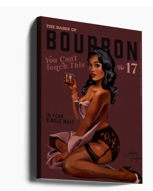 Wall Art Babes of Bourbon Cant Touch This. Sexy Retro Pin Up Girl Whiskey Art