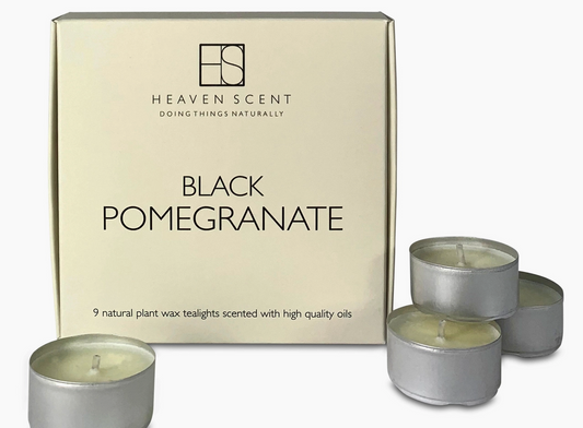 9 Scented Tealights in A Coloured Gift Box Black Pomegranate
