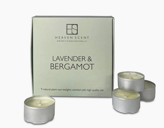 9 Scented Tealights in A Coloured Gift Box Lavender & Bergamot